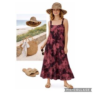 ROUTE 66 WIDE BRIM FLOPPY STRIPE STRAW SUN HAT